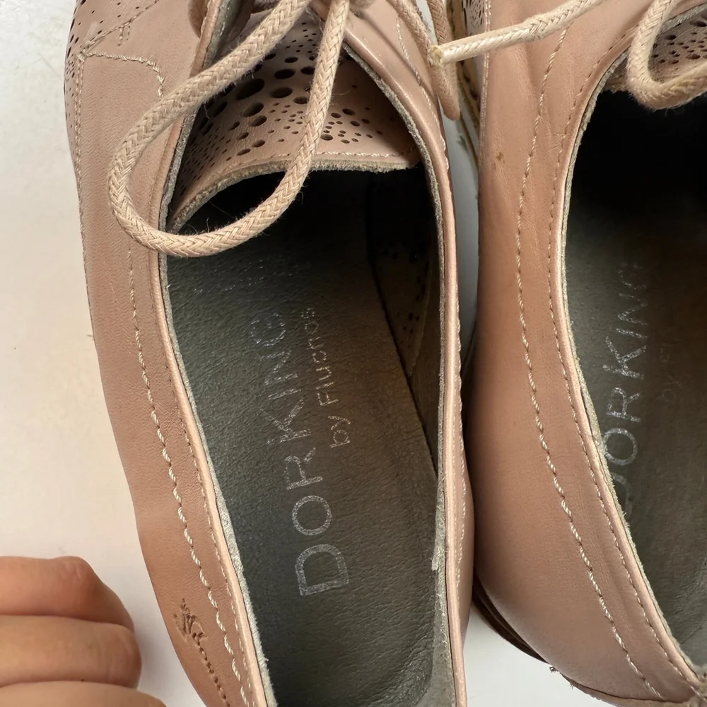 Dorking Fluchos Made in Spain Lace perforated wedge shoes pink size 6 EU 36 - Picture 6 of 11